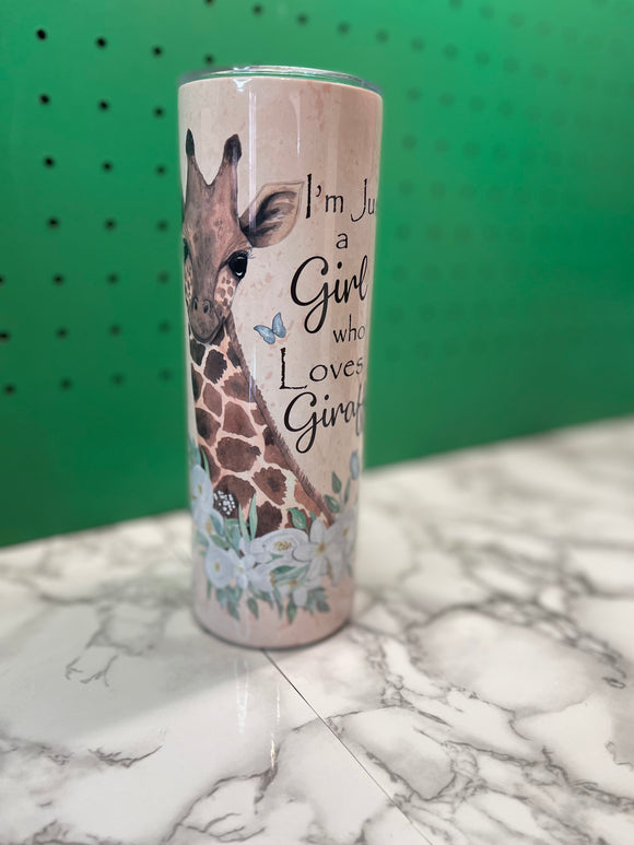 Giraffe Loving Girl Sublimation Tumbler – R5 Custom Vinyl